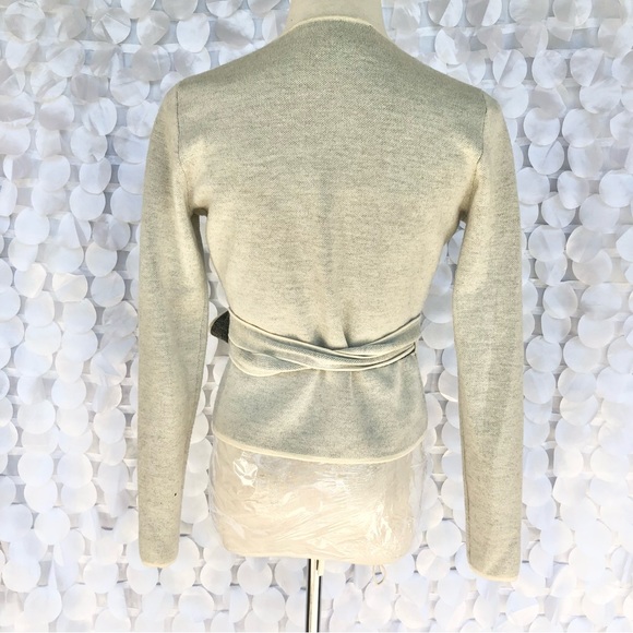 DVF Diane Von Furstenberg Cream, grey & black wrap sweater small Wool Wr… - Picture 5 of 12